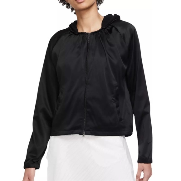 Nike Wmn L Black Loose Fit Hood Water-Repellent Repel Ace 2-in-1 Golf Jacket NWT - Picture 1 of 14